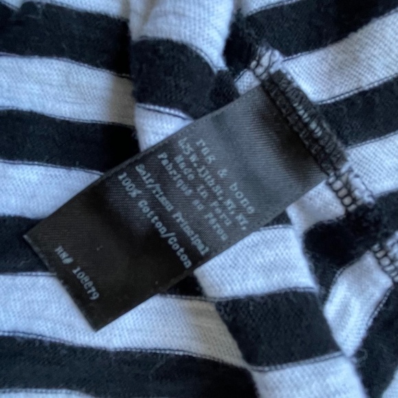 RAG & BONE Punk Rock Chic Black White Diagonal Stripes Striped Tee T-shirt XXS - Picture 9 of 10